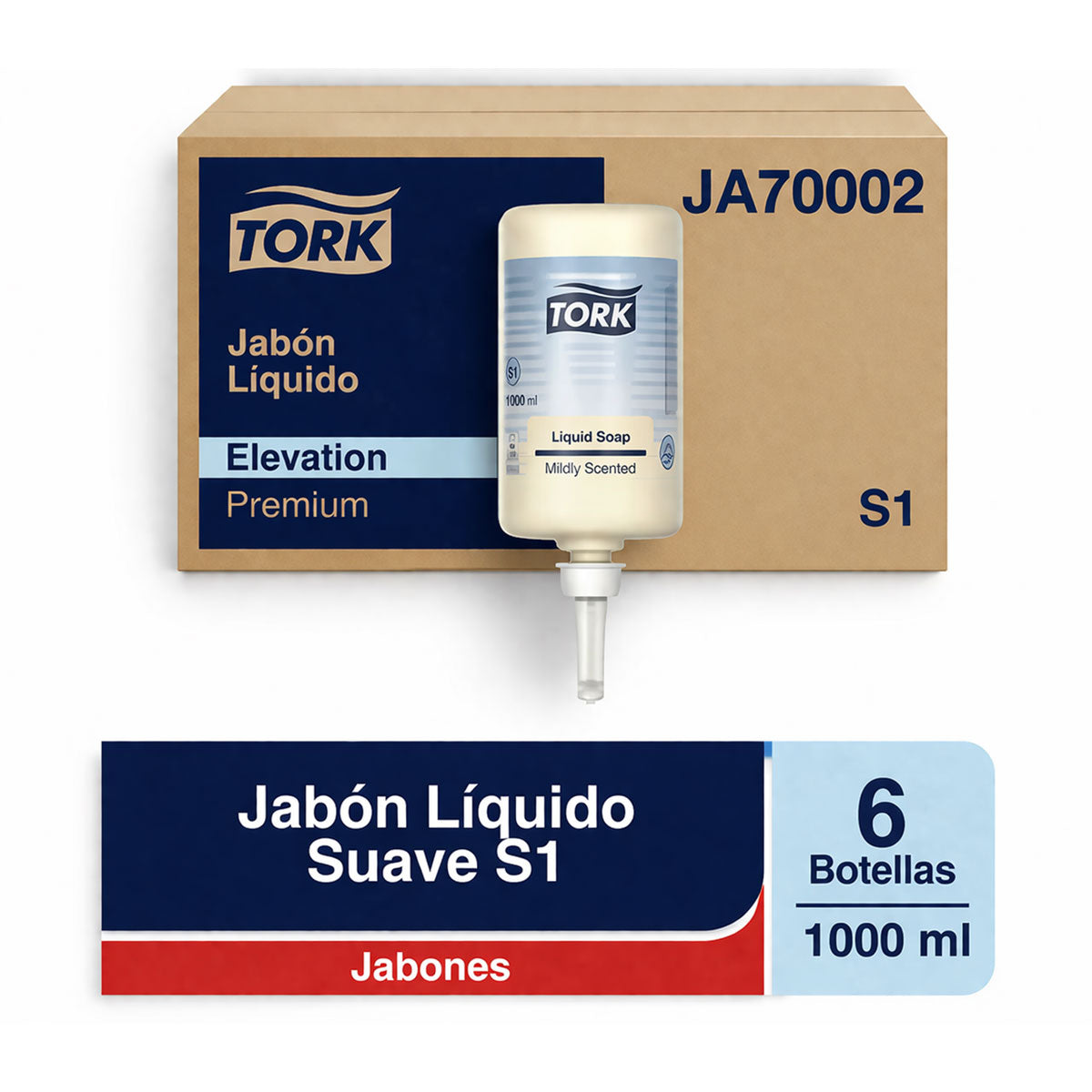 Jabón Líquido Suave Tork Línea Elevation (6 botellas x 1.000 ml)