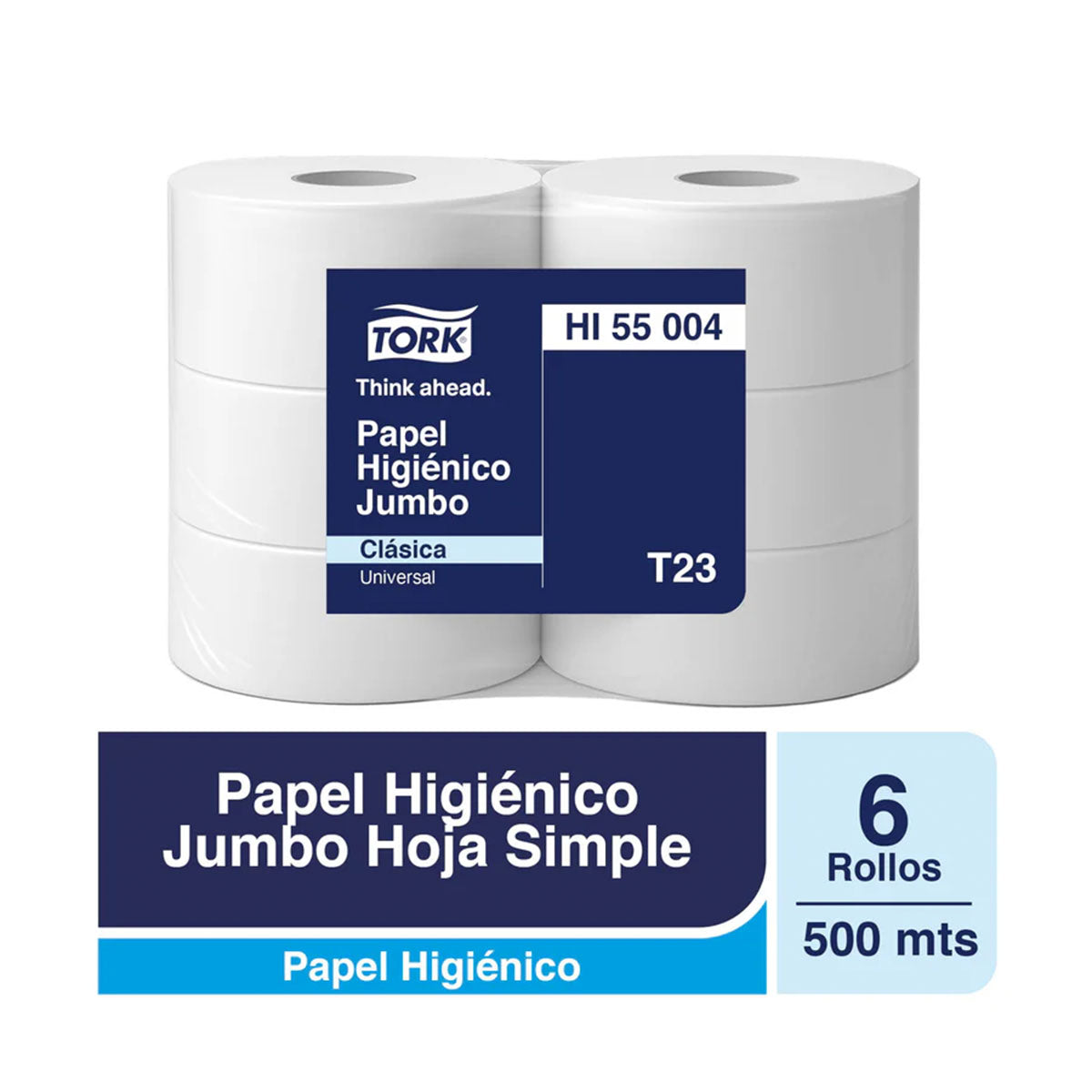 Papel Higiénico Jumbo Tork (6 rollos x 500 m)