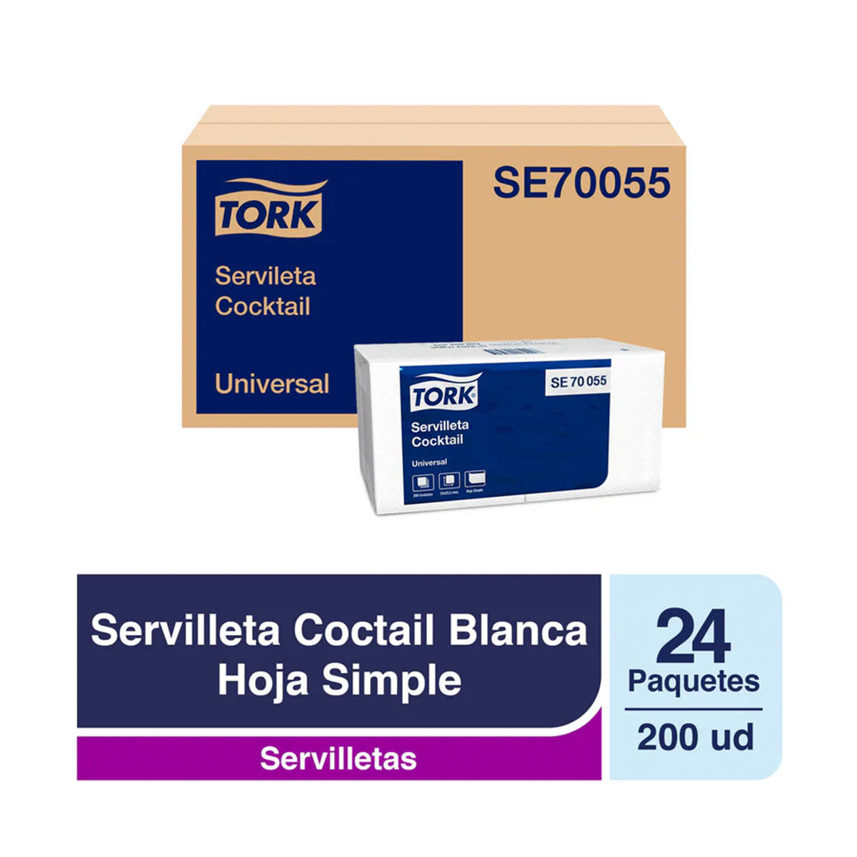Servilleta Cocktail Tork (24 pack x  200 unidades)