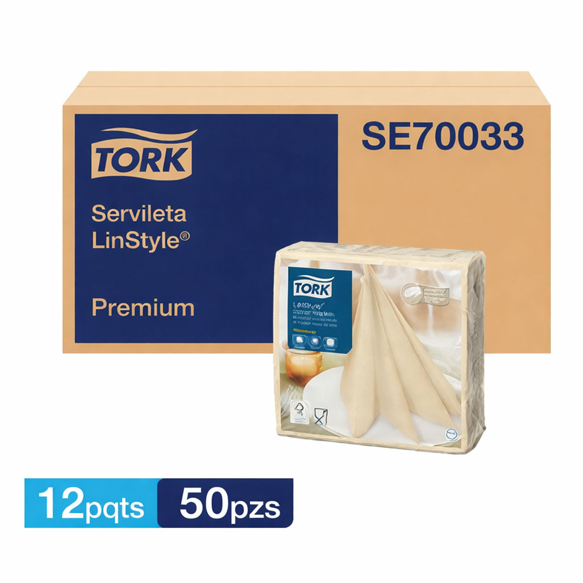 Servilleta Premium Linstyle Tork Color Crema (12 packs de 50 unidades)