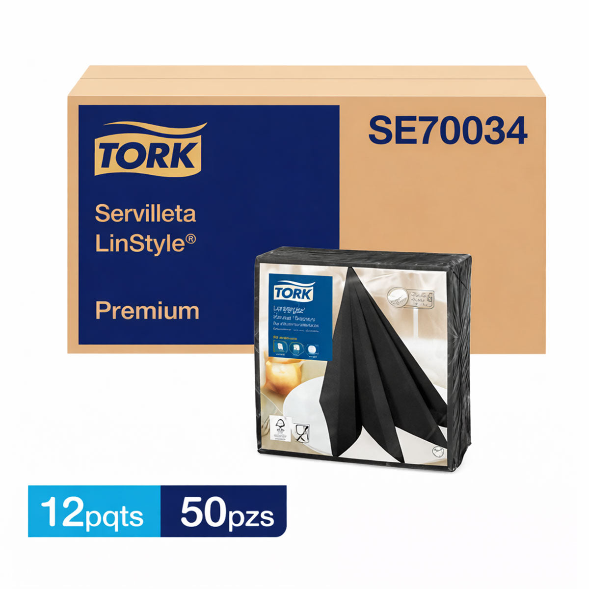 Servilleta Premium Linstyle Tork Color Negra (12 packs x 50 unidades)