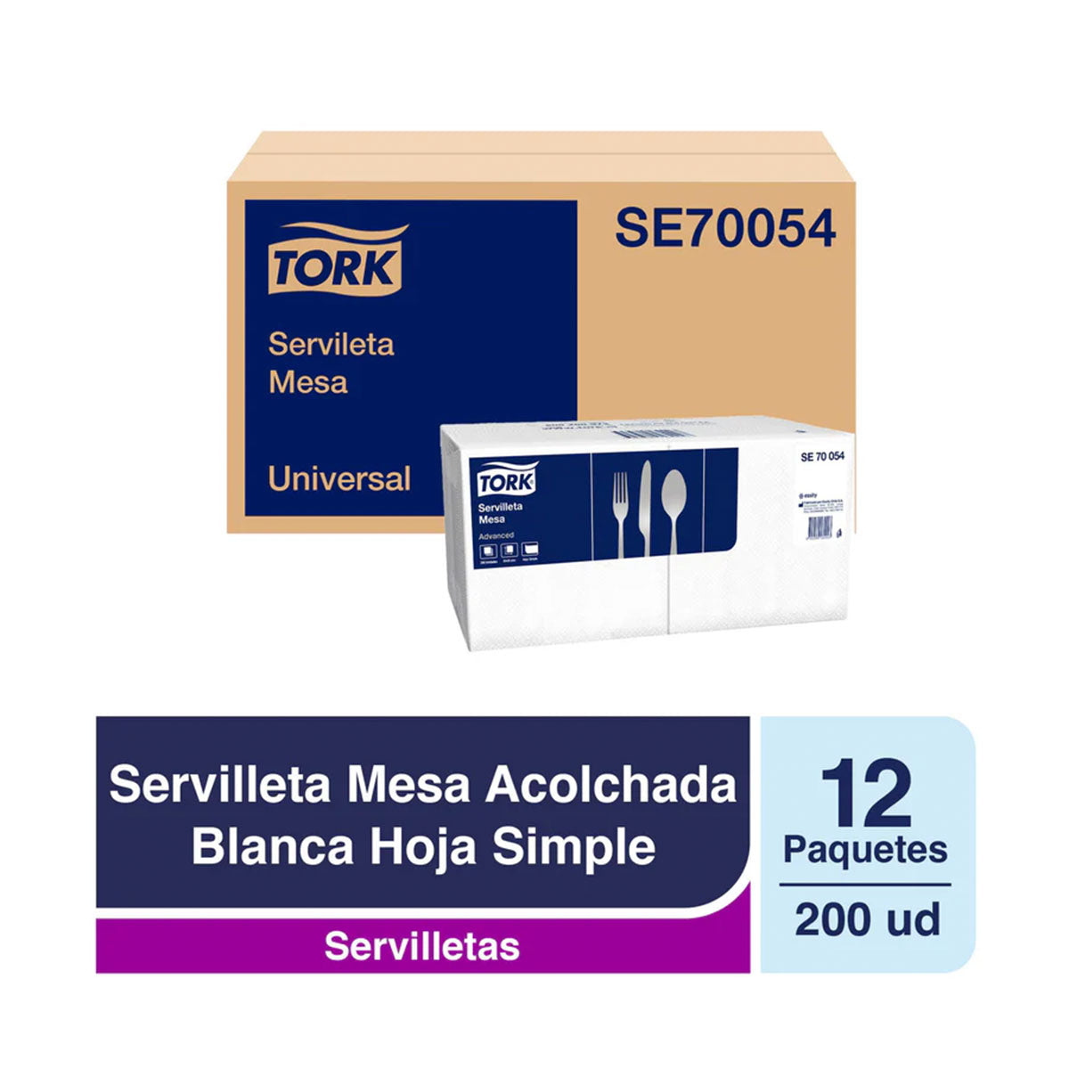 Servilleta de Mesa Tork Acolchada (12 packs x 200 unidades)