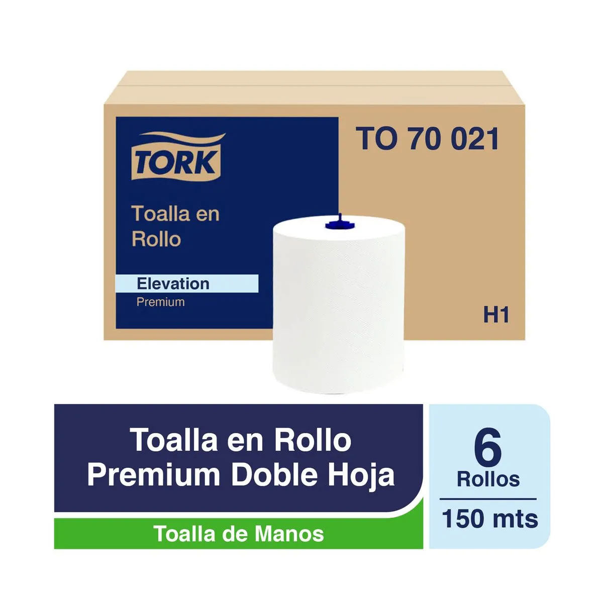 Toalla de Papel Tork Premium Doble Hoja (6 rollos x 150 m)