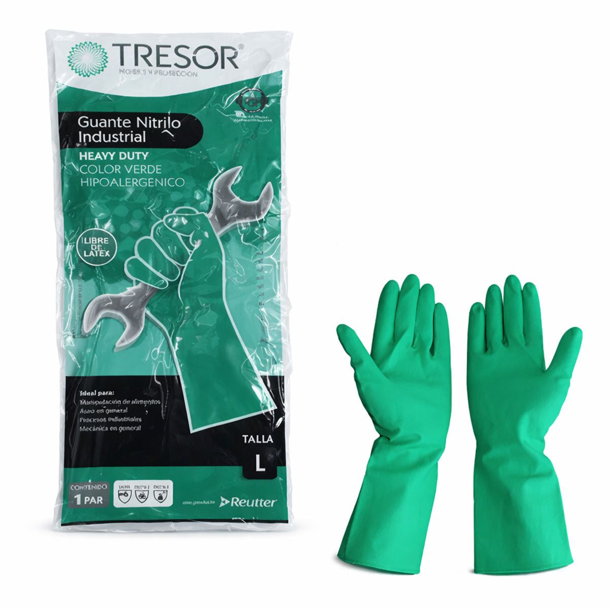 Guante de Nitrilo Industrial Tresor Tallas S, M, L, XL (1 par)