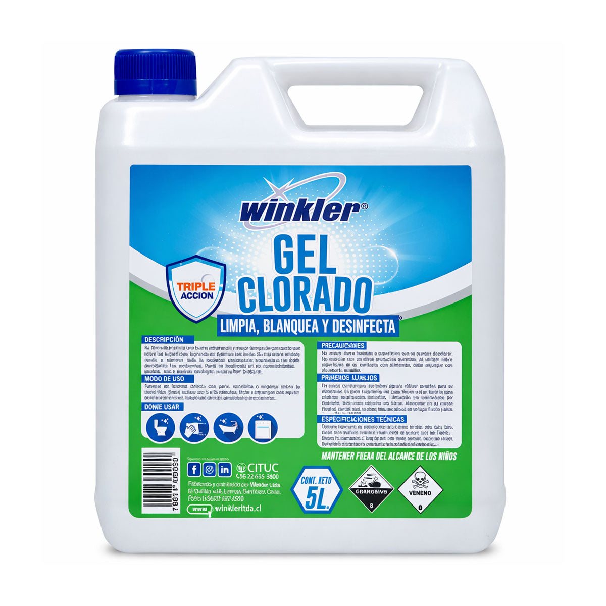 Cloro Gel al 3% Hogar (5 litros) WINKLER WK-745H