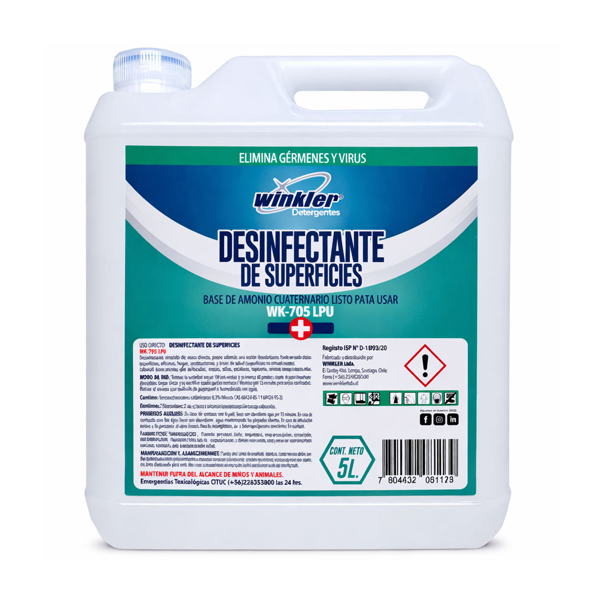 Desinfectante AC 03% Sanitizante Uso Directo (5 litros) WINKLER WK-705LPU