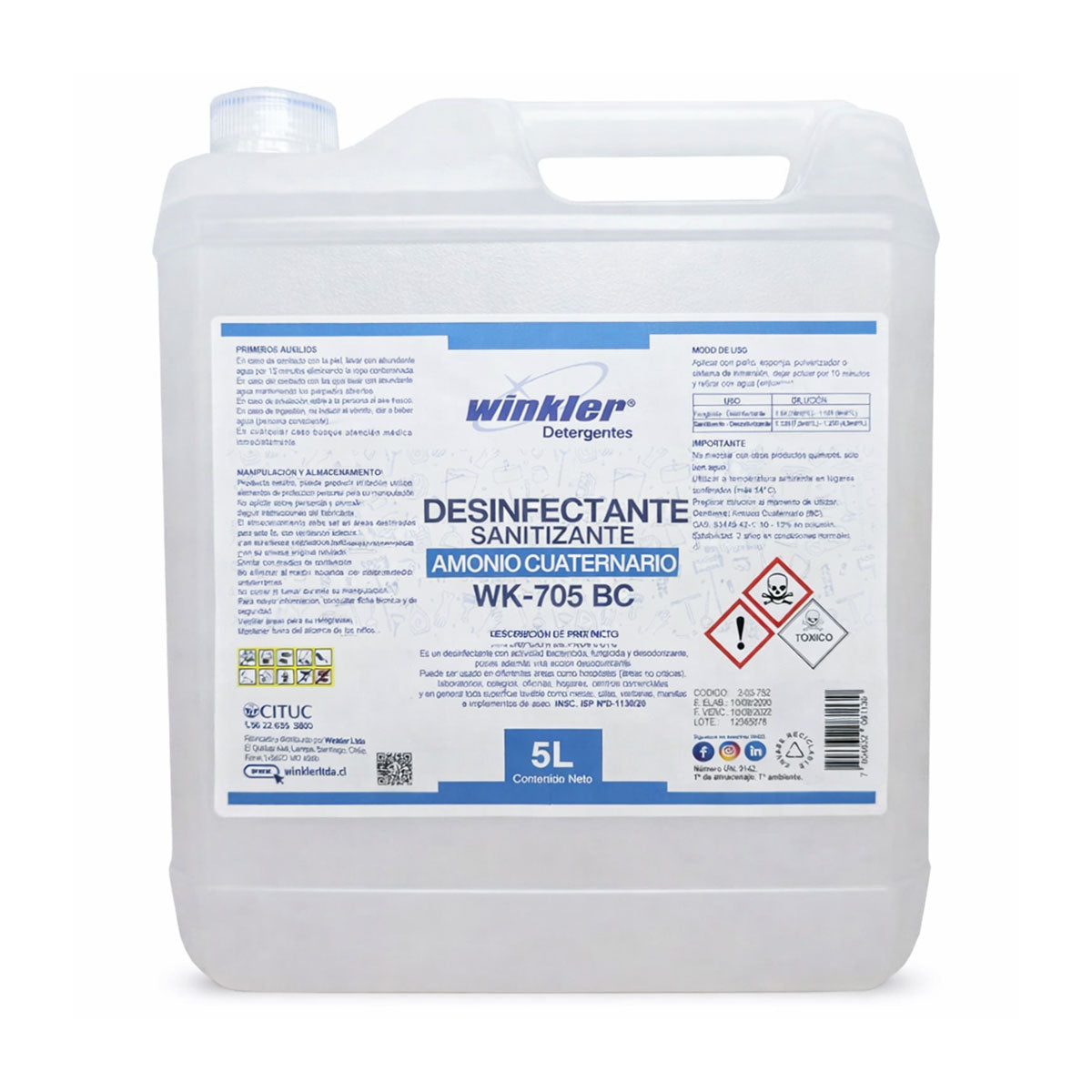 Desinfectante Sanitizante de Superficies (5 Litros) WINKLER WK-705BC