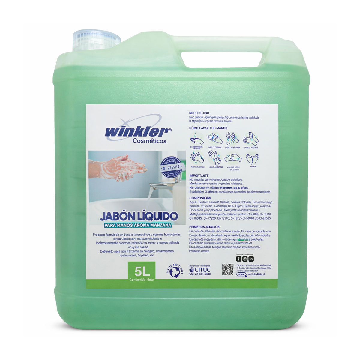 Jabón Líquido para Manos Aroma Manzana (5 litros) WINKLER WK-115M