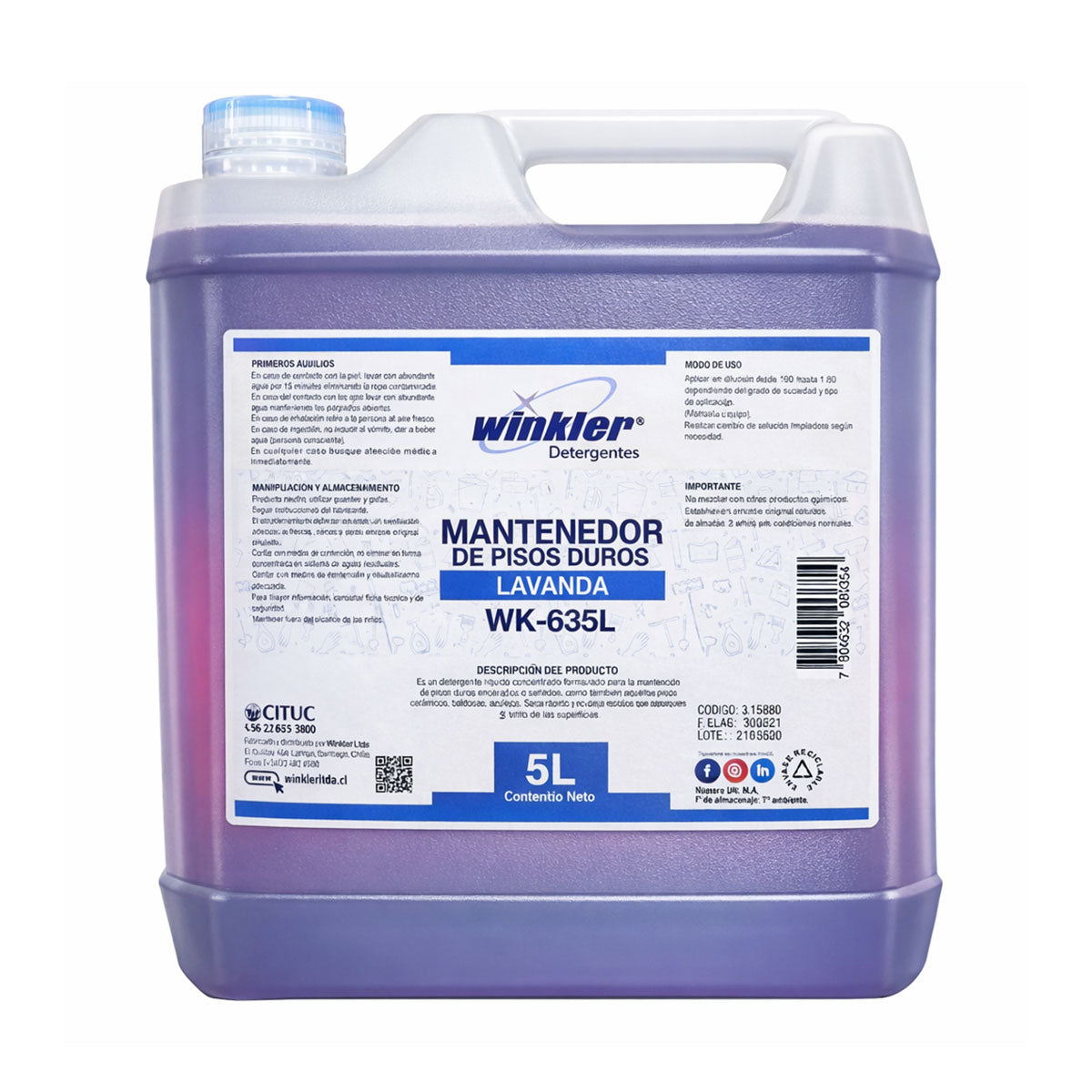 Mantenedor de Pisos Duros Variedad de Aromas (5 litros) WINKLER WK-635P WK-635L