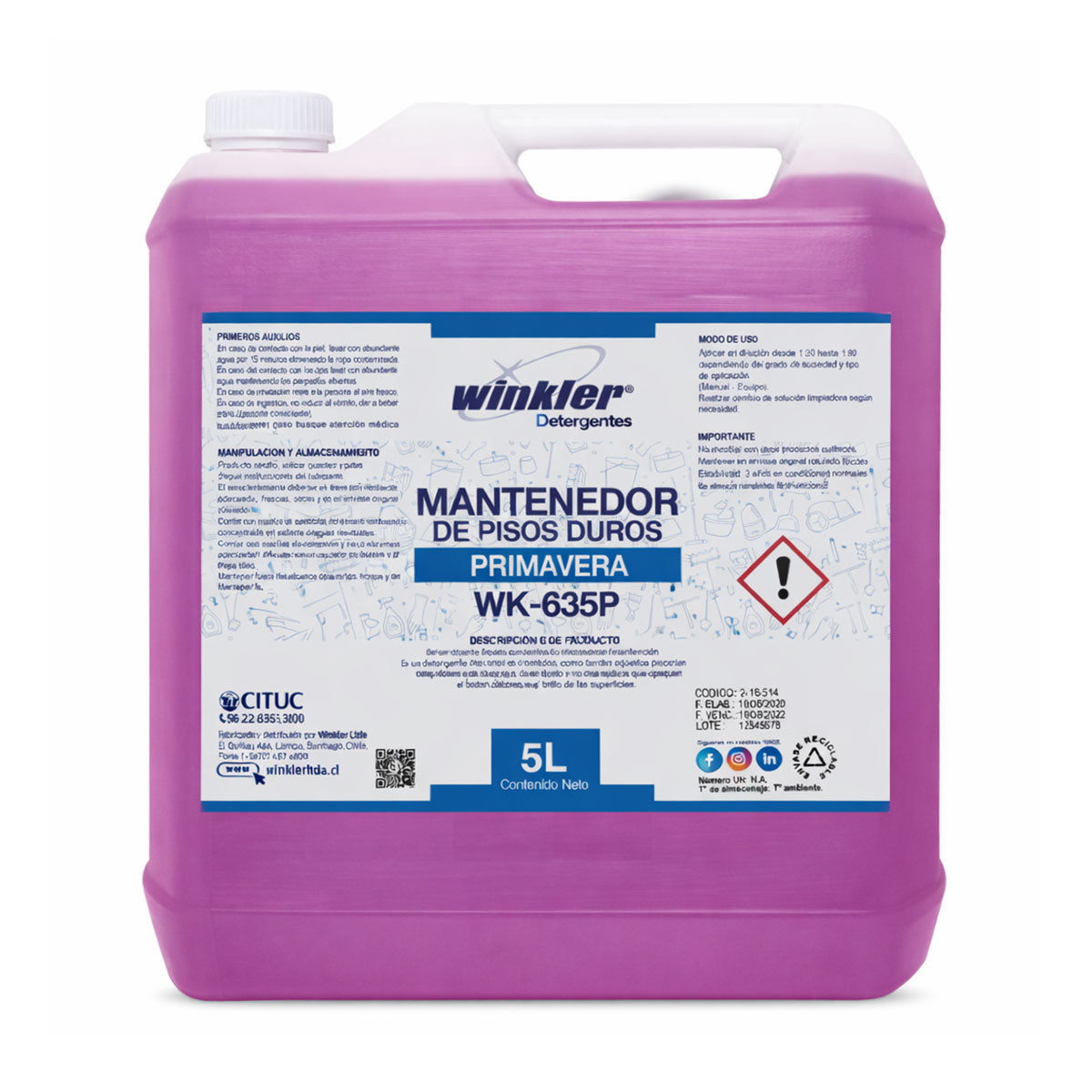 Mantenedor de Pisos Duros Variedad de Aromas (5 litros) WINKLER WK-635P WK-635L - Primavera